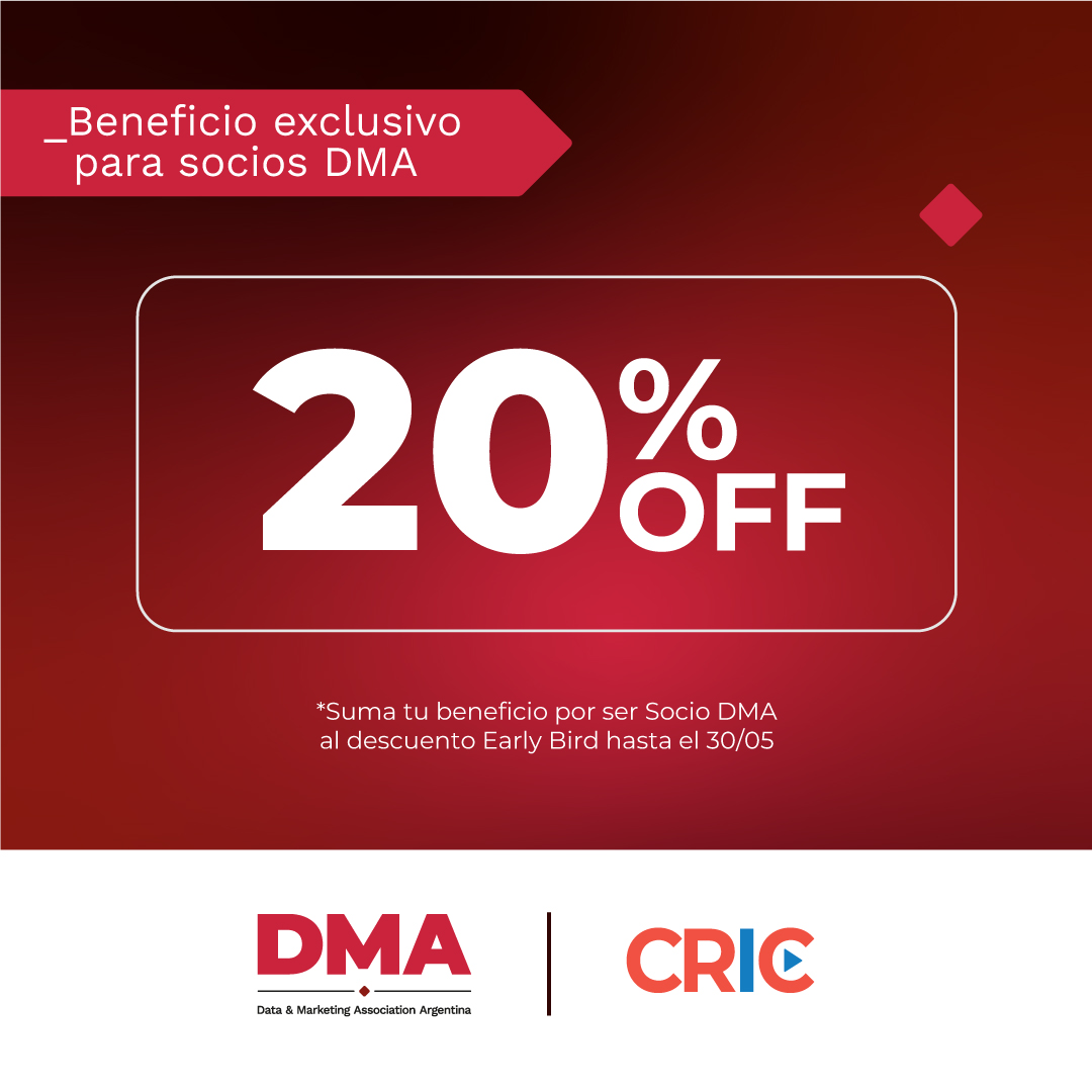 Los invitamos a participar del Congreso CRIC. Un espacio para conocer las mejores prácticas y soluciones del ecosistema de CRM, CX, BPO & BI. 📍 Four Seasons Hotel 🗓️ 13 de Junio 🚨 Inscribite HOY y obtené el earlybird + un 20% OFF para Socios DMA 👉 lnkd.in/dF4-Dv_c