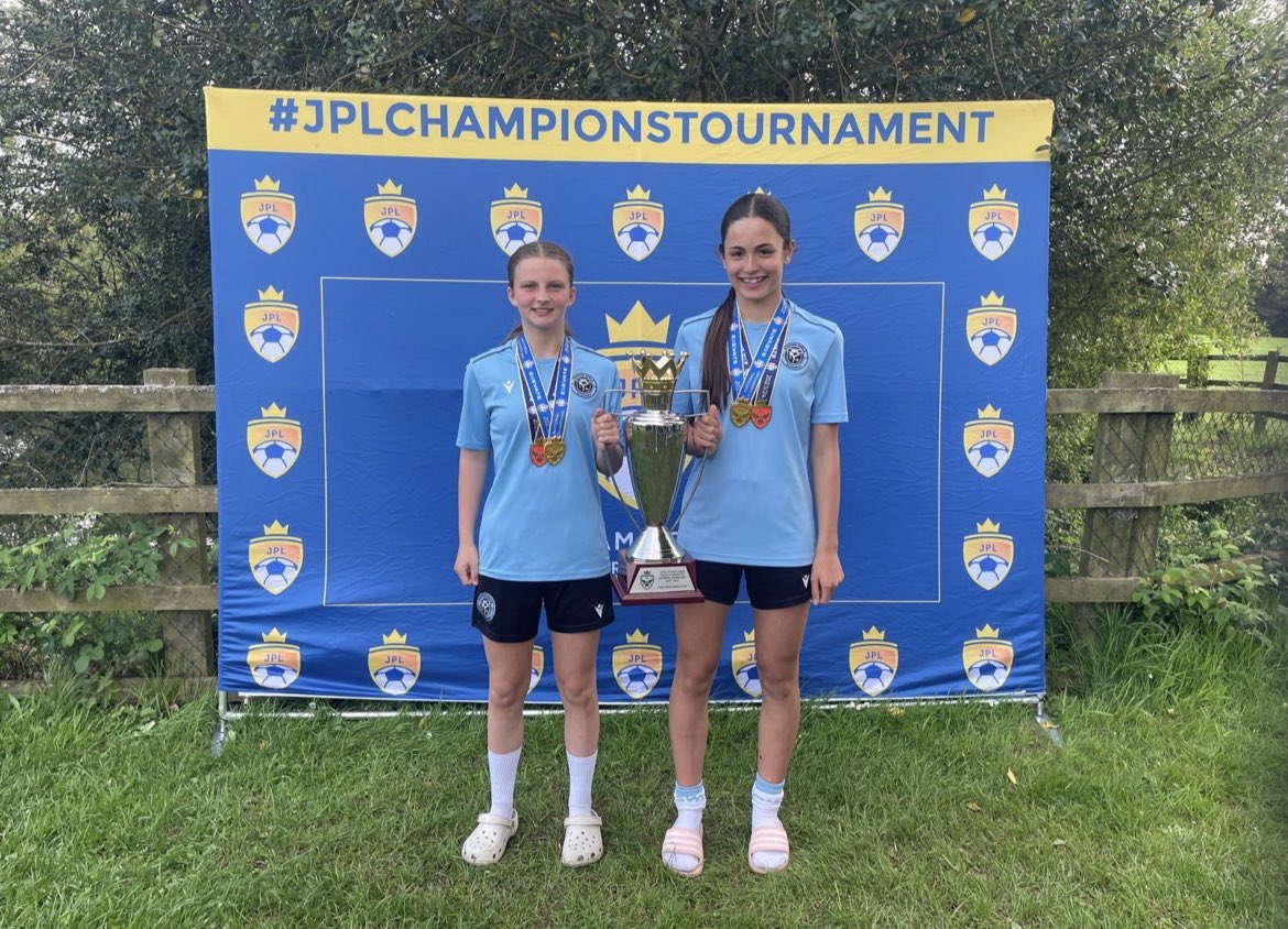 A huge shoutout to Amy and Izzy who have recently been crowned U15 Girls National Football Champions representing their team @official_hartland_ga ! They complete the season with the quadruple! Amazing football role models! Well done Girls #teamweydon ⚽️💜💚 🏆🏆🏆🏆