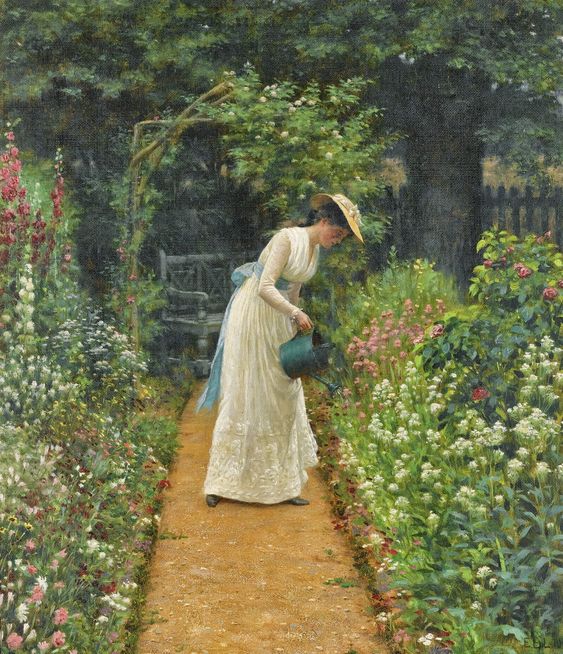 🎨Edmund Blair Leighton (1853 - 1922) My Lady's Garden, 1905