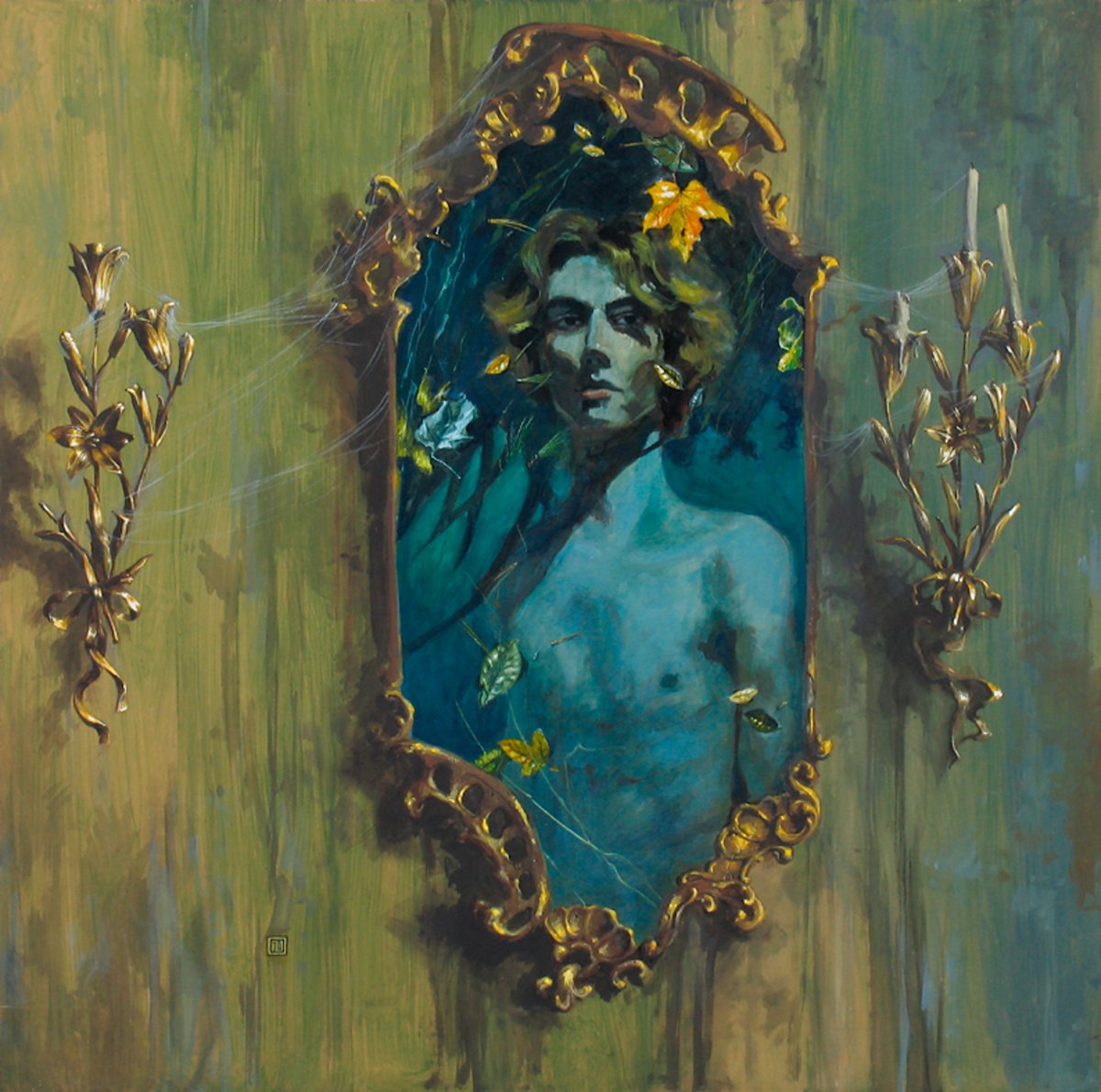 Jacek Dehnel - Narcyz (portret R. M.) (akryl na płycie, 110 x 110 cm), 2001. #PolishMastersofArt