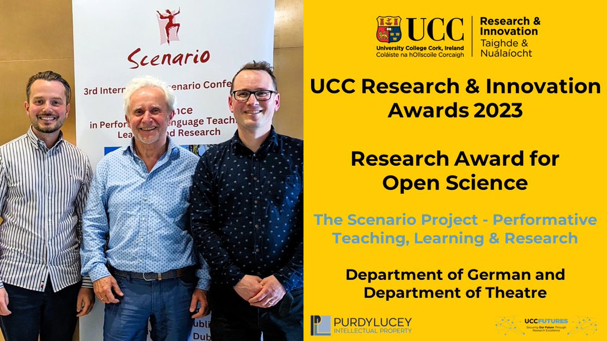 UCC Research (@uccresearch) on Twitter photo The Research Award for Open Science winner is The Scenario Project - <a href="/i_am_dragan/">Dragan Miladinović</a>, <a href="/FionnWoodhouse/">FionnWoodhouse</a> & Manfred Schewe.
The Scenario Journal, is an integral part of The Scenario Project, focusing on drama & theatre in language, literature and culture education.
#UCCResearchAwards The Research Award for Open Science winner is The Scenario Project - <a href="/i_am_dragan/">Dragan Miladinović</a>, <a href="/FionnWoodhouse/">FionnWoodhouse</a> & Manfred Schewe.
The Scenario Journal, is an integral part of The Scenario Project, focusing on drama & theatre in language, literature and culture education.
#UCCResearchAwards