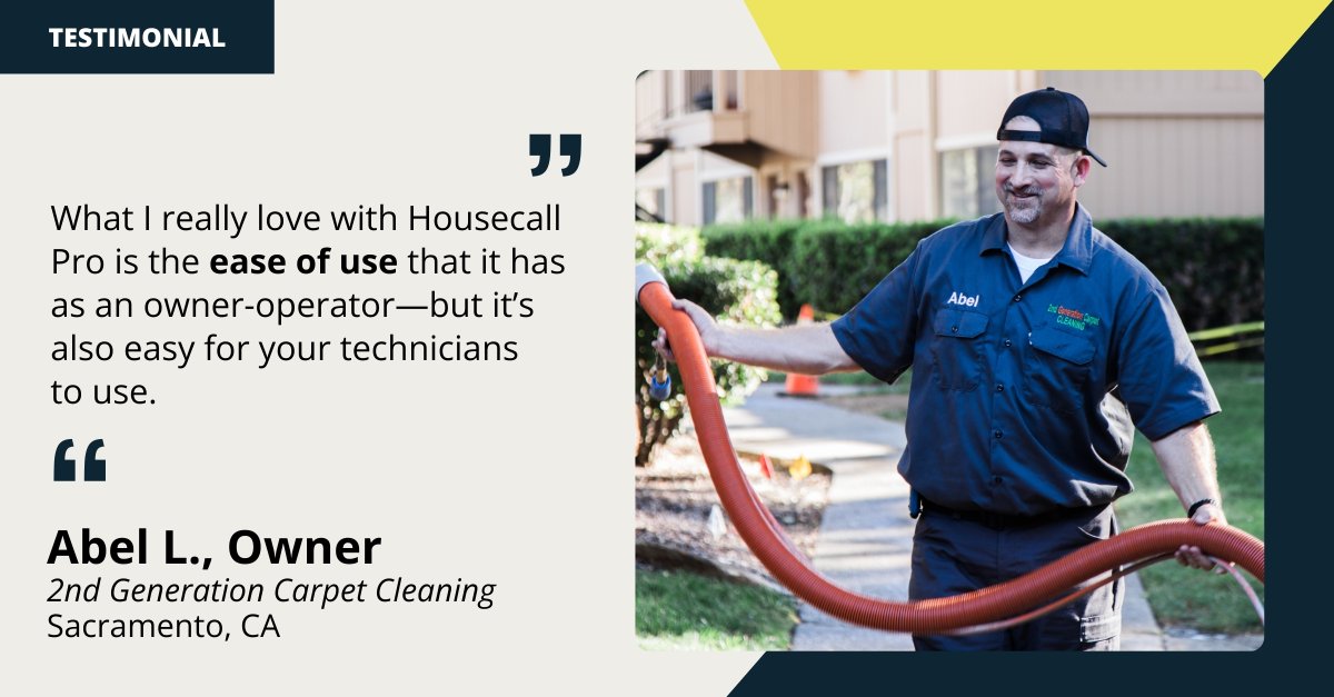 Abel L. of 2nd Generation Carpet Cleaning loves our tech-friendly platform. Learn how our software can keep your cleaning business running just as smoothly as Abel's: bit.ly/3xAriqn