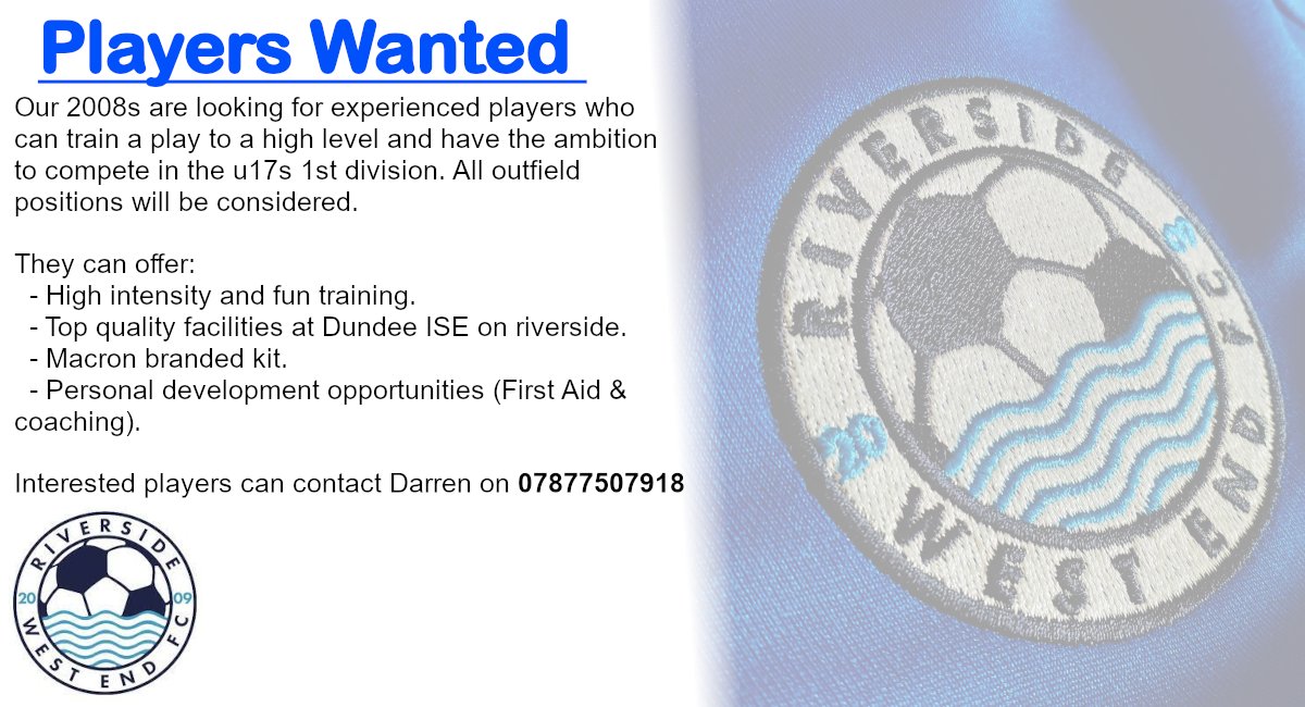 RiversideWstEnd's tweet photo. ⚠️ Players Wanted!

Our 2008s are looking for players for the upcoming season. https://t.co/pVi01HB1JH