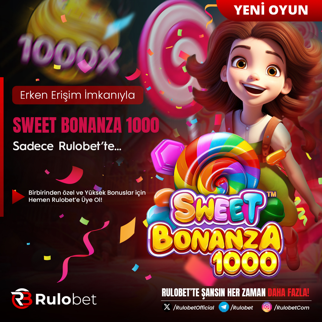 🍬 Şekerin en sevilen hali bol çarpan ile sizlerle ! 🍭 Pragmatic Play | Sweet Bonanza 1000 Erken erişim imkanıyla hemen #Rulobet'e giriş yap, 5000 TL Hoşgeldin Bonusu ile birlikte 1000X'i patlat ! Hemen yatırımını yap, çevrimsiz bonus spin alımı ile süper freesinlerin tadını