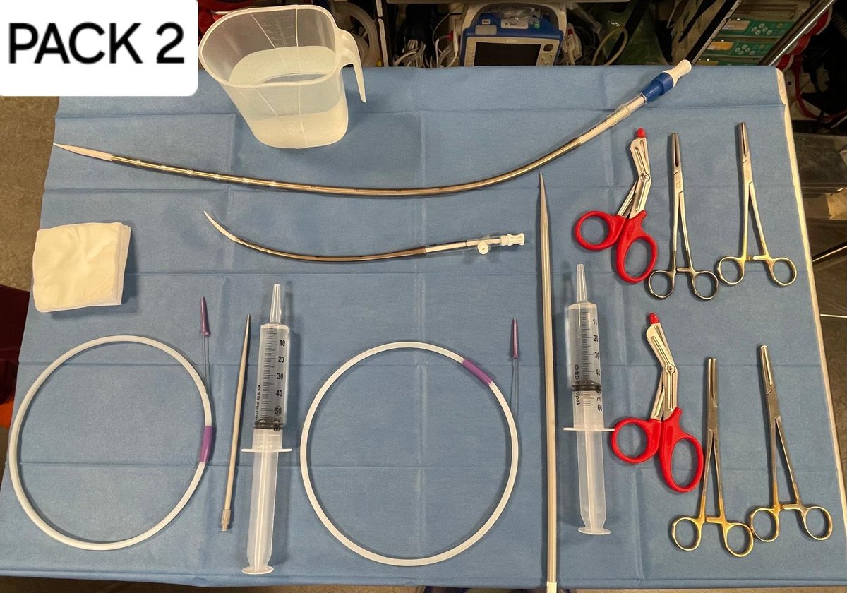 PBSherren's tweet image. Refining our eCPR grab bag. Pack 1 and pack 2 layout. Down to a single dilator 16/26f for the arterial and venous cannulae respectively. @GSTT_ICU