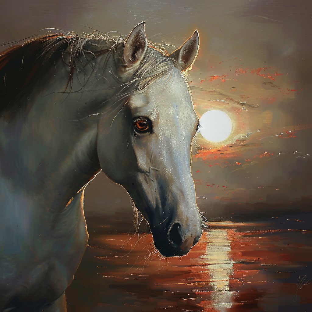 Good night 🌅🐎 #AIArt #AIArtCommunity #DigitalArt #HorseArt