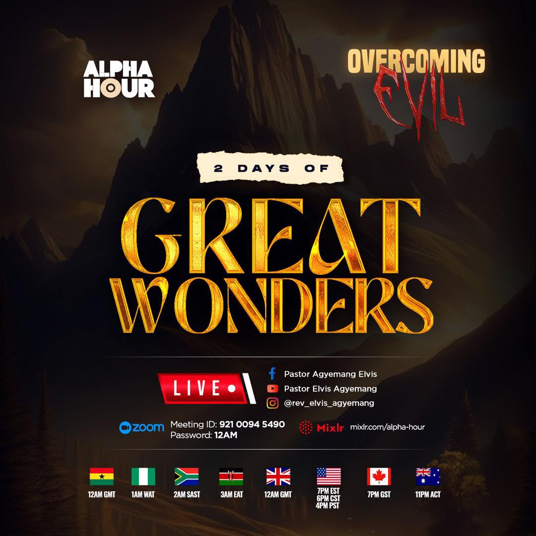 Tonight will be hot, you don't have to miss it at all. It's Day 1 of the TWO DAYS OF GREAT WONDERS. The gate of evil closes by fire as the month of May comes to a close in two days, wonders are locating you in Jesus Name.

Alpharians, we shall declare that the Lord is our