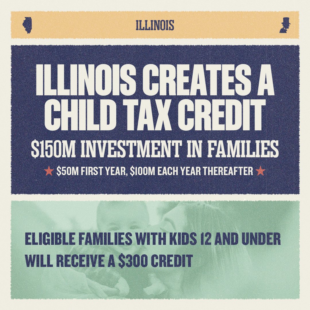 Early this AM, IL legislators made history by passing a budget that includes a $150M #ChildTaxCredit. This victory was multiple years in the making, led by our affiliate org Economic Security for Illinois, allies, and local parents. 

IL is now the 15th state with a CTC!