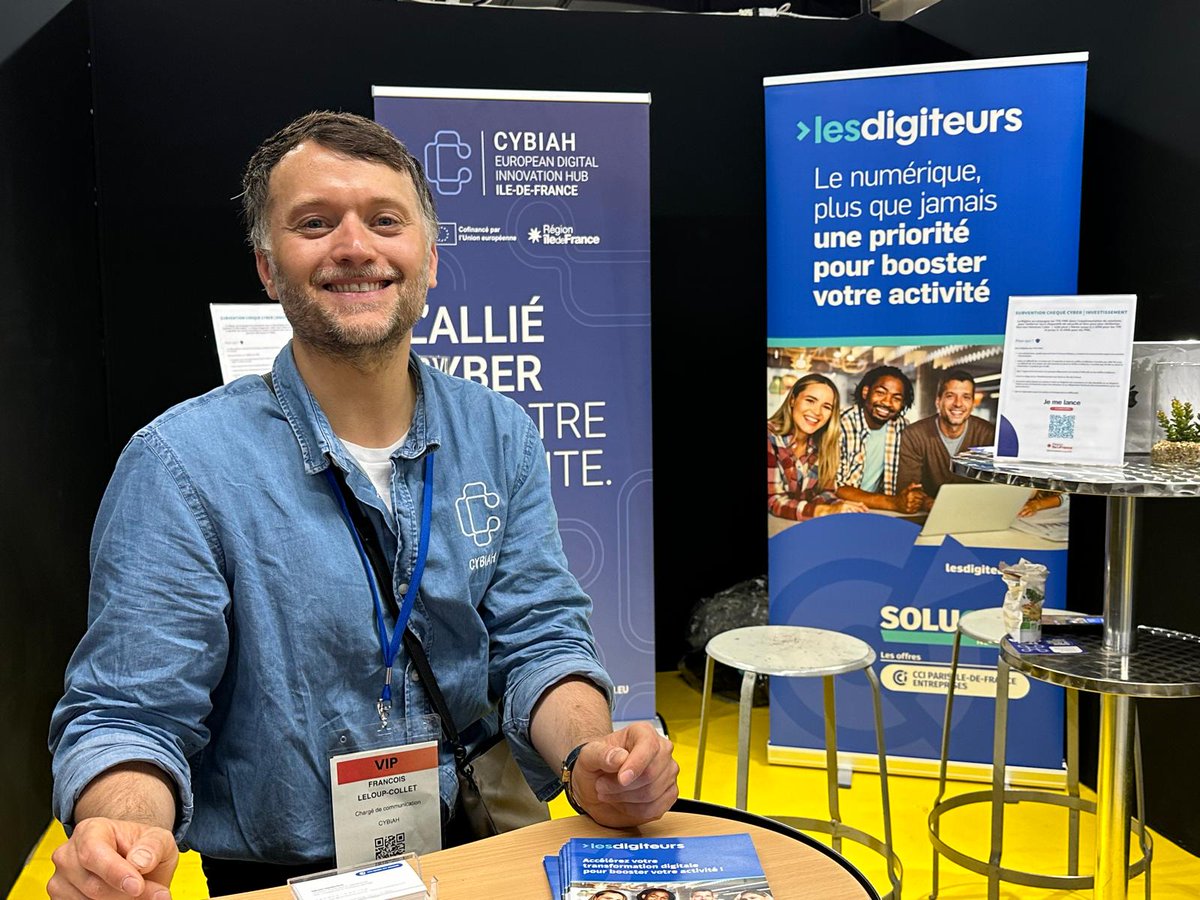 CYBIAH_idf's tweet photo. 🛡️ Aujourd'hui, #CYBIAH était au #CYBERSHOW sur le stand de la @CCI_Paris_IdF.
✨ Une belle occasion pour présenter notre accompagnement en #cybersécurité pour les PME et collectivités.
🙌🏾 Merci à tous ceux qui sont venus et à la team @lesdigiteurs pour leur accueil ! https://t.co/JrMN31sL2J