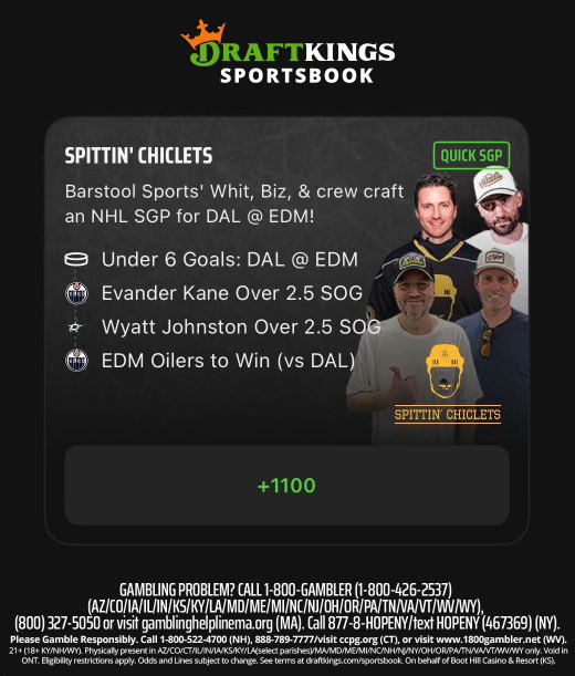 Here it is!! Who's riding with @spittinchiclets Crew tonight on the @DKSportsbook !? #DKPartner 

#LetsGoOilers #TexasHockey