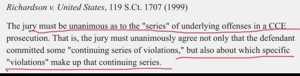 Judge Merchan’s jury instructions are a direct violation of Richardson v. US, a decision that LIBERAL Justice Breyer wrote and CONSERVATIVE justices like Scalia and Thomas agreed with. Totally RIGGED trial!