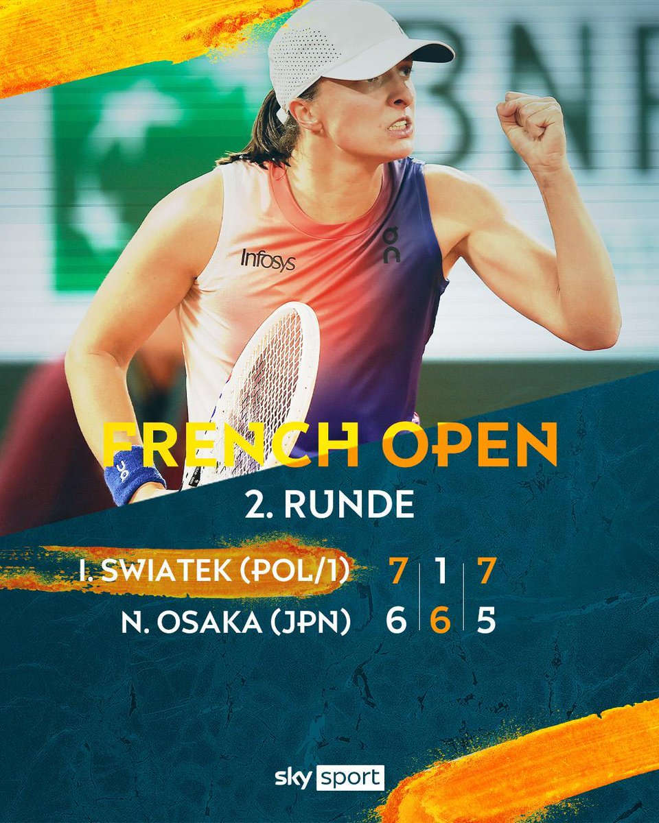 Was für ein Match! 🙏 Die Weltranglistenerste Iga Swiatek kommt gegen Naomi Osaka an ihre Grenzen, gewinnt aber nach gut drei Stunden trotzdem ein packendes Zweitrundenmatch. 🙌🎾 #skytennis #rolandgarros