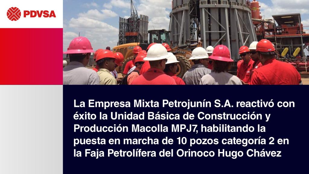 El arranque de estos 10 pozos permitirá sumar un potencial productivo que ya se vislumbra como un hito para esta Empresa Mixta, permitiendo contribuir significativamente al plan de incremento de la producción petrolera nacional.