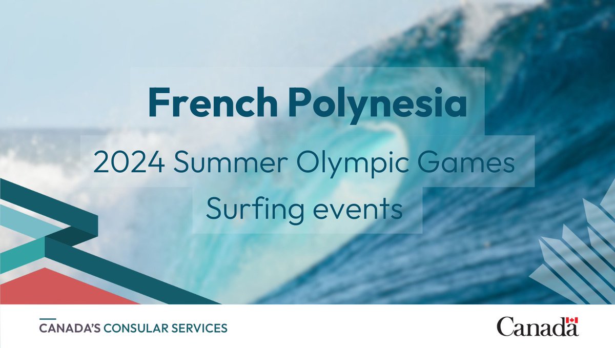 We’ve updated our travel advice for #FrenchPolynesia with information about the surfing events of the #Olympic Games taking place in Teahupo’o, Tahiti from July 27 to August 8.

If you plan to travel there, read our full advice: travel.gc.ca/destinations/f…