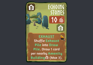 WeAreYggdrasil's tweet image. #DeveloperInsights: New Amenity Building 

This uncommon card will give you another option to spend Eitr than drafting action cards. With the last update adding many exhaust cards, we wanted to give more options by allowing you to bring them back into your hand.