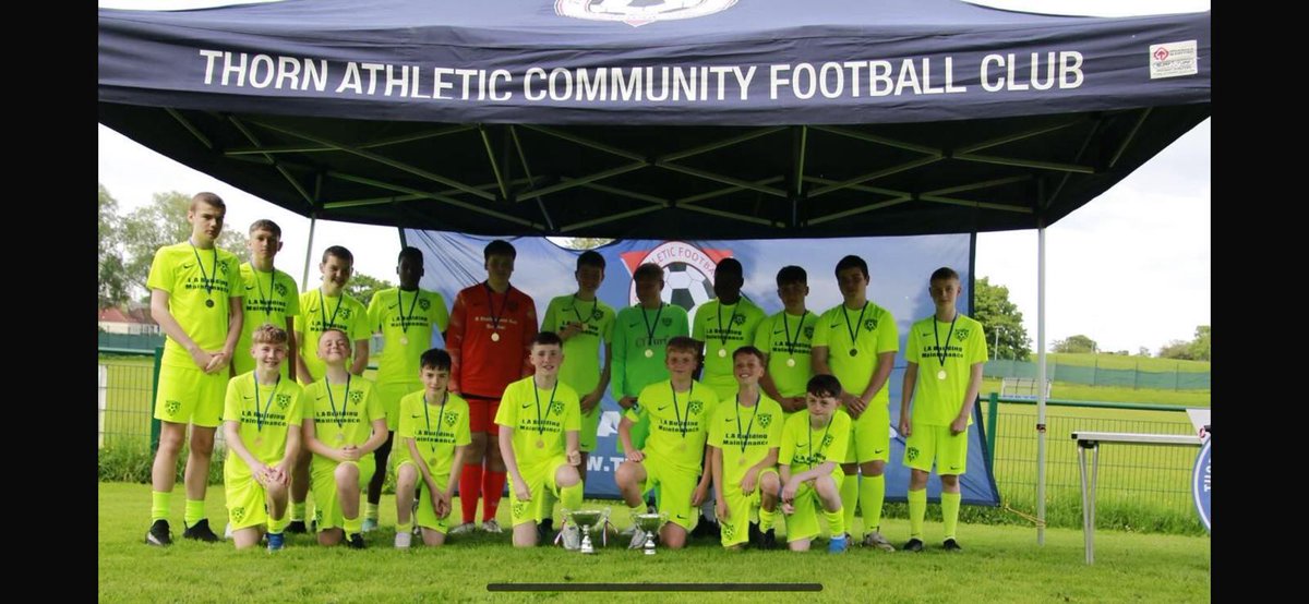 ThornAthleticFC's tweet photo. 𝘿𝙊𝙐𝘽𝙇𝙀 𝘿𝙀𝙇𝙄𝙂𝙃𝙏 ||

Delighted to see our @thorn_2010 presented with their trophies at the Academy last night.

ERSDA Division 2 Winners 🏆
ERSDA Divisional Cup Winners 🏆

Delighted for Jonny, James, Matt the players and everyone involved.

Scenes of celebration 📸 https://t.co/8fympWeWPh