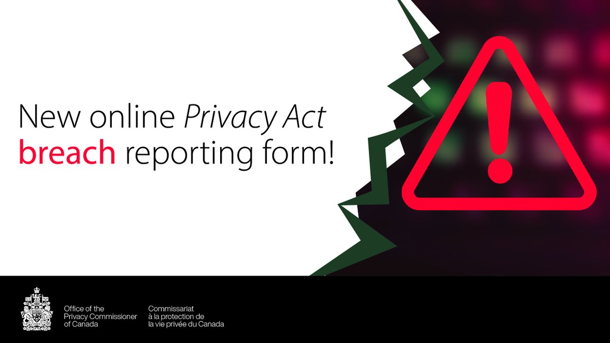#GC Use the new secure online breach reporting form to submit #breach reports and related documents to both the OPC and the @TBS_Canada at the same time. priv.gc.ca/en/report-a-co…
