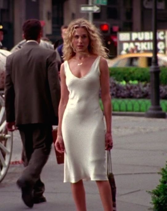I have borrowed so much from Carrie Bradshaw for my 90’s Daisy’s style, but the cut of this dress in particular is how I imagine her looking on stage at MSG at the beginning of chapter 13! (Except her dress is aquamarine &amp; she’s styled it with combat boots)