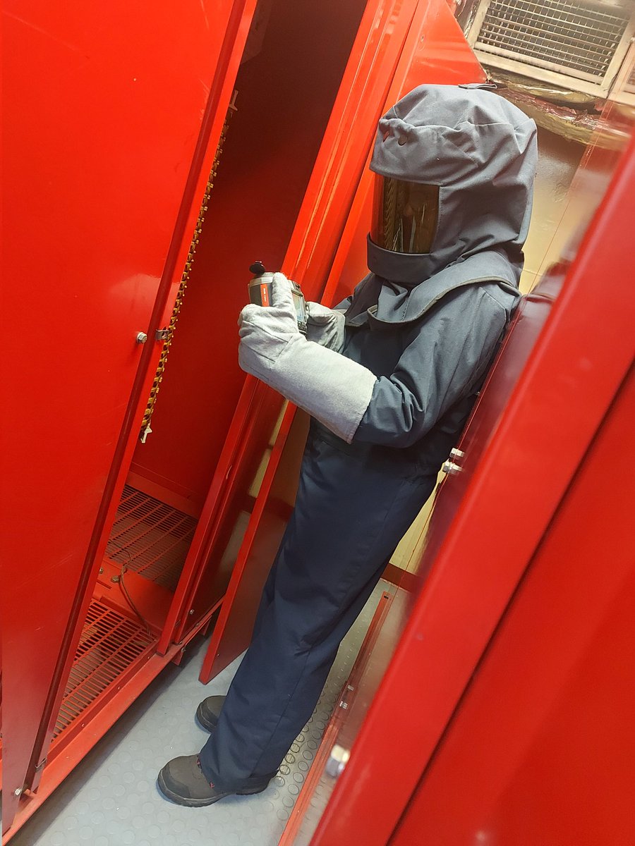 Thermal scanning a transformer, wearing a full arc suit, thankfully the customer is going with our recommendation and intend to install infrared windows before the next annual inspection. Be safe, work smart.