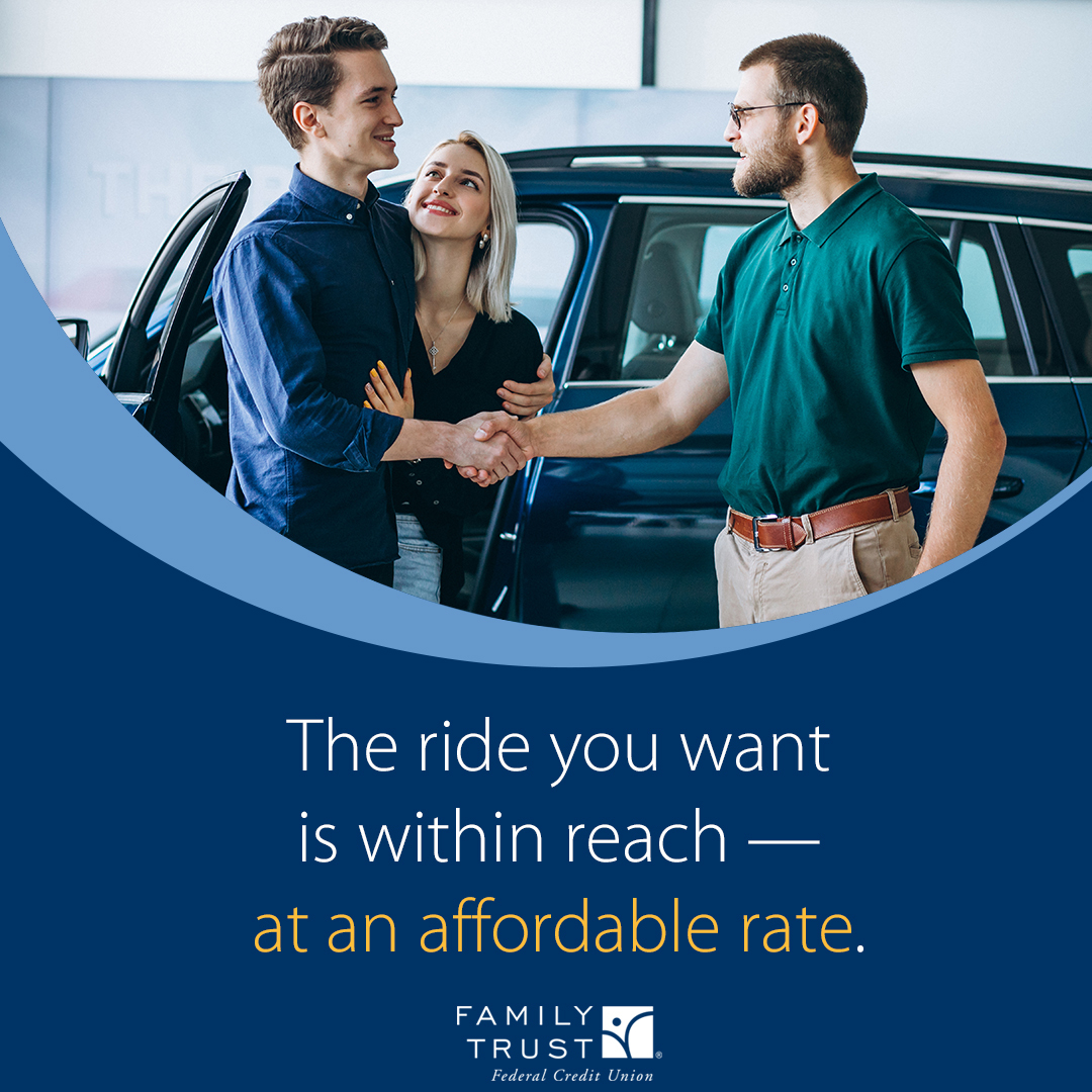 When it comes to financing your dream car, we've got you covered. With competitive rates, free pre-approval, and quick decisions, securing the perfect loan is easier than ever.

Cruise confidently with rates as low as 4.49% APR*.

#FamilyTrust #banking #autoloans