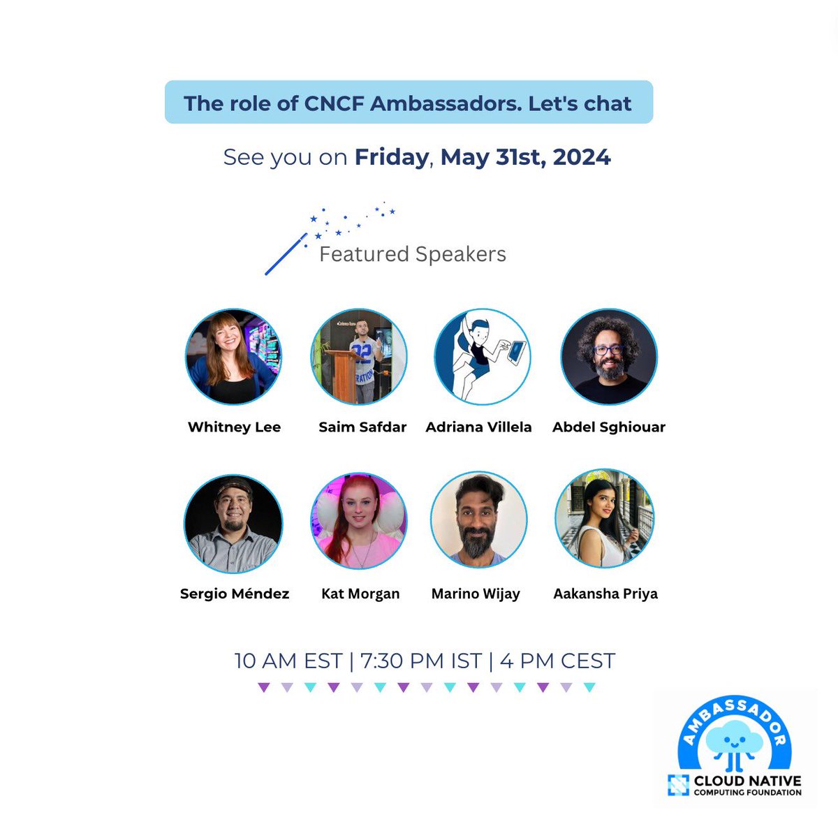 🎙️X space w/ @CNCFAmbassadors JOIN us for this fun convo, where we’ll dive into the pivotal role of Ambassadors, who they’re & what they do! AND we have few amazing folks coming up to share their story 🗺️ 🗓️Fri, May 31 ⏰ 10 AM EST | 7:30 PM IST 🔗 x.com/i/spaces/1rmgp…
