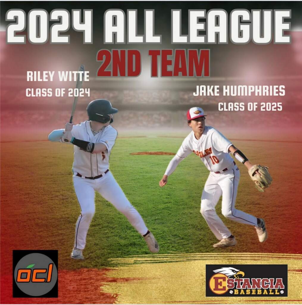 Estancia HS Baseball (@estanciahs_bb) on Twitter photo Congratulations to Riley Witte and Jake Humphries for being selected 2nd Team Orange Coast League!
<a href="/gingerRy5/">Riley Witte</a> <a href="/JakeHum04532119/">Jake Humphries</a> <a href="/EstanciaSports/">Estancia High School Athletics</a> Congratulations to Riley Witte and Jake Humphries for being selected 2nd Team Orange Coast League!
<a href="/gingerRy5/">Riley Witte</a> <a href="/JakeHum04532119/">Jake Humphries</a> <a href="/EstanciaSports/">Estancia High School Athletics</a>
