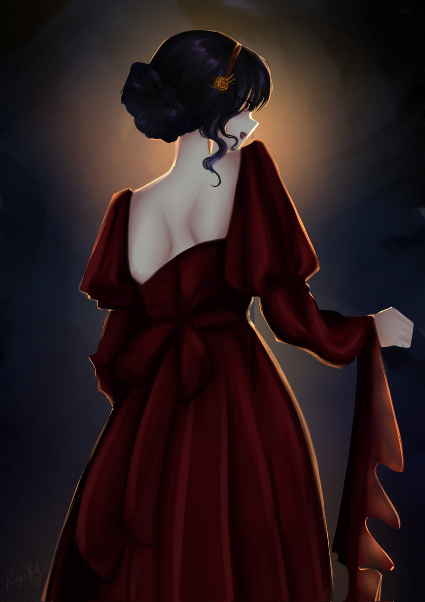 Rudysartz's tweet photo. Thorn Princess✨🌹
I was doing a study of the red dress. It turned our pretty well so I turned it into yor✨ I also tried a  painterly style for this piece.
Hope you like it!!
Commissions open✨
#yorforger #yorforgerfanart #commissionsopen #spyxfamily #spyxfamilyfanart https://t.co/LvSAY1dzRq