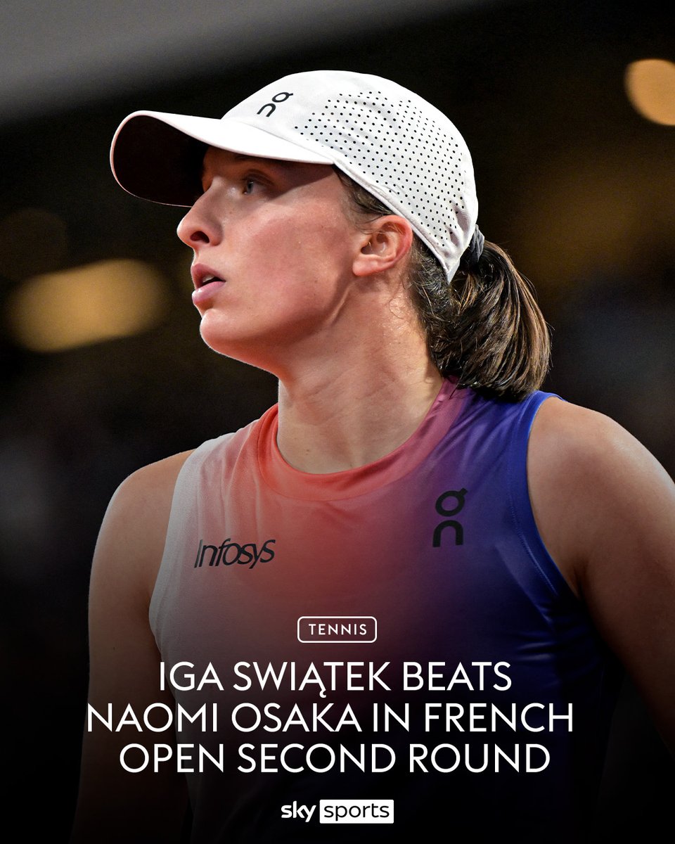 BREAKING: Three-time French Open winner Iga Swiatek comes back from 5-2 in the deciding set to beat Naomi Osaka in the second round of the French Open 🎾