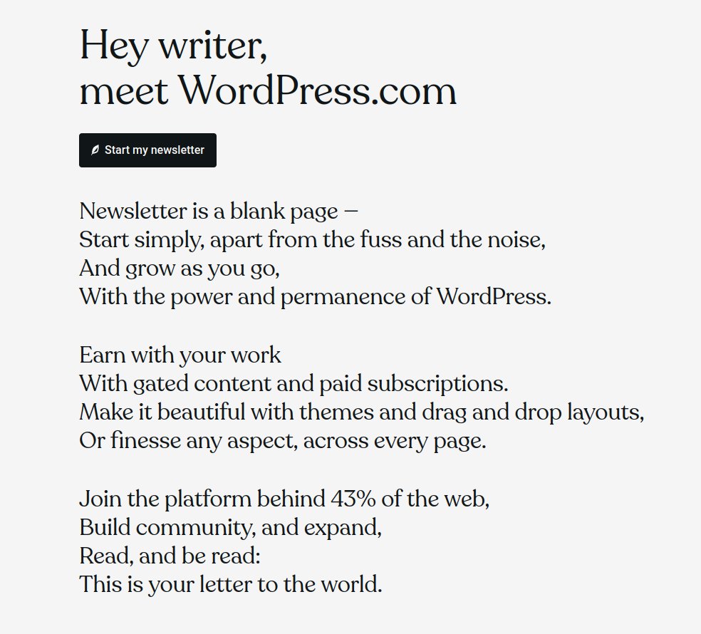 Oh. My. God.

WordPress has released a very, very impressive newsletter offering.

It's also free, and the paid plans are dirt cheap.

WordPress also hosts about 47% of the web.

A lot of other newsletter companies are in BIG trouble.

This is an enormous change.