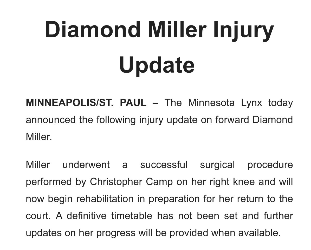 Diamond Miller injury update!