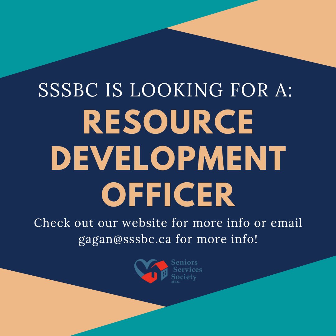 📢 We're hiring a Resource Development Officer!

Check out our website for more info, or email gagan@sssbc.ca for more info!

#bcjobs #jobsvancouver #jobopening #Hiring #seniorsservices #fundraisingjobs #nonprofitjobs