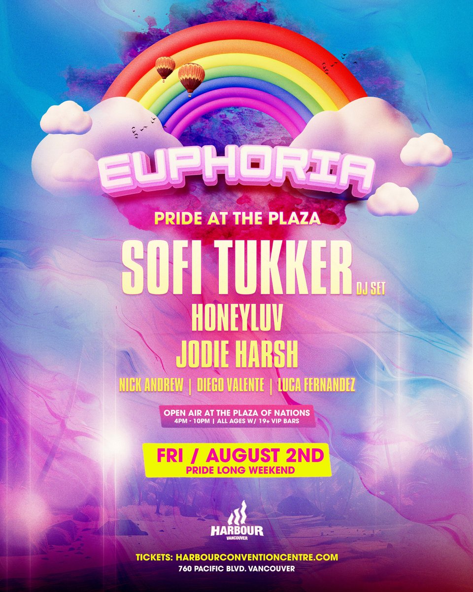 Vancouver! Join us for our DJ set on August 2nd for Euphoria Pride at the Plaza!🏳️‍🌈 Pre-sale starts tomorrow at 10 am PT, use code: PRIDEBUNS go.seated.com/tour-events/7b…