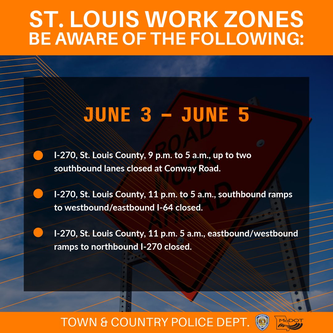 🚧🚨 Important notice! Town &amp; Country residents should be mindful of upcoming road work in these areas. 🚨🚧