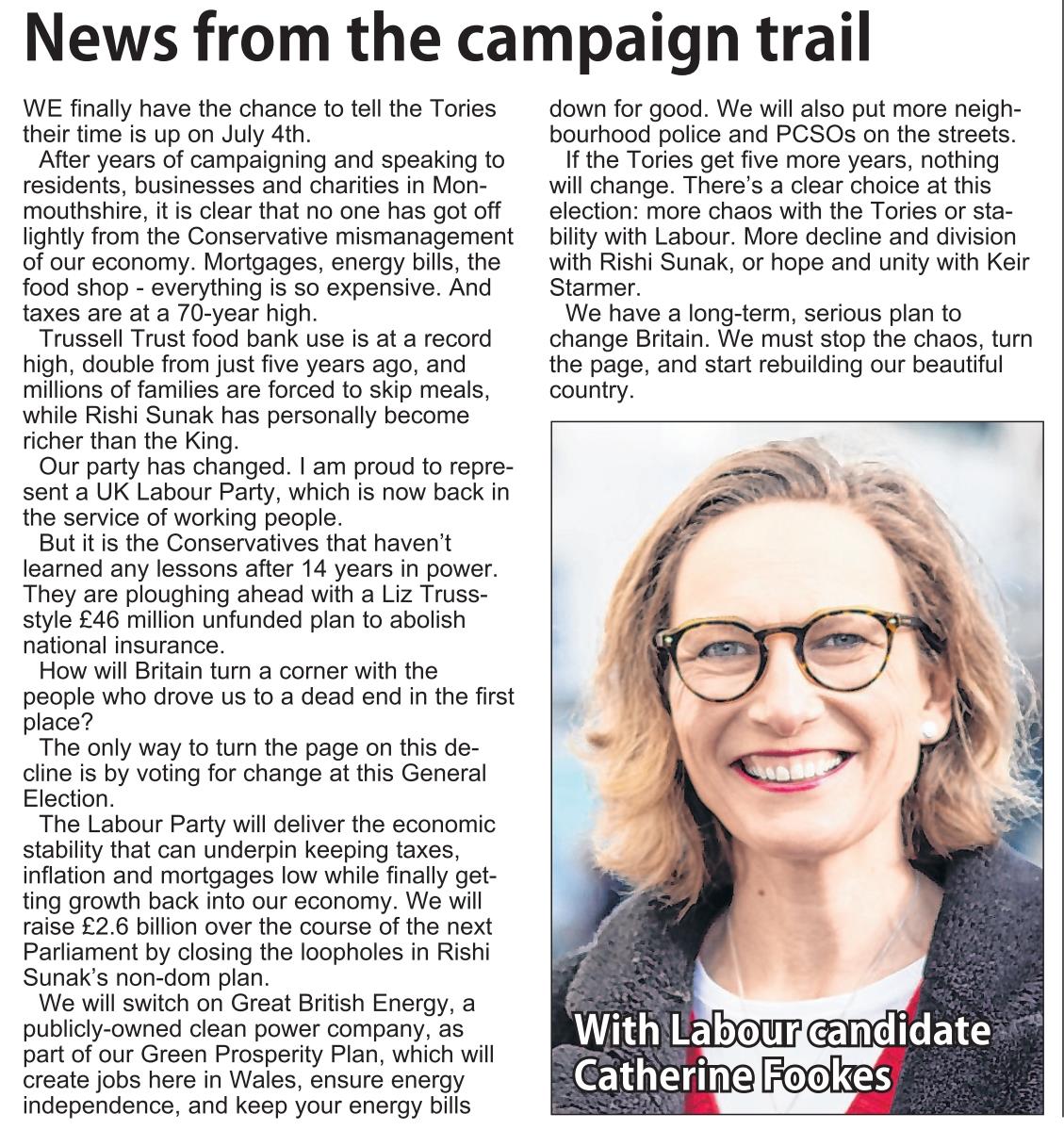 Catherine Fookes MP (@catherinefookes) on Twitter photo My column in this week's <a href="/monbeacon/">Monmouthshire Beacon</a> and <a href="/AberChronicle/">The Abergavenny Chro</a> discusses how Labour will turn the page on Tory chaos and decline, and how the power is in your hands to vote for change on July 4th.👇 My column in this week's <a href="/monbeacon/">Monmouthshire Beacon</a> and <a href="/AberChronicle/">The Abergavenny Chro</a> discusses how Labour will turn the page on Tory chaos and decline, and how the power is in your hands to vote for change on July 4th.👇