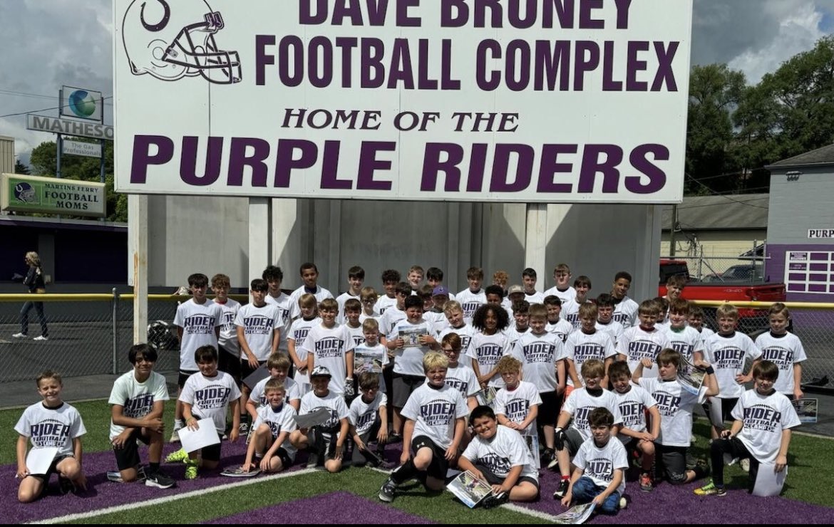 The Martins Ferry Youth Football Camp wrapped up today as a record 64 4th through  8th graders took part #GoRiders