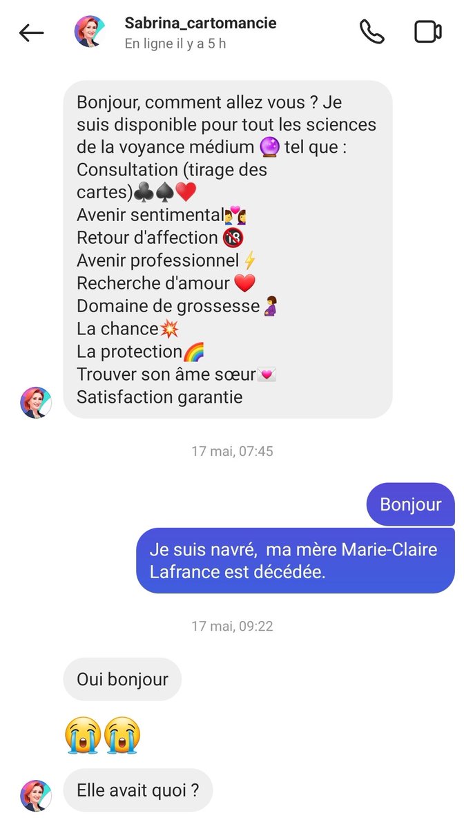 Metabrouteur's tweet photo. Se faire aider par un brouteur pour conjurer la malédiction familiale.

Check  ✅️

Ce jour là,  une cartomancienne contacta Marie-Claire.

Mais... https://t.co/eRawmRltV0