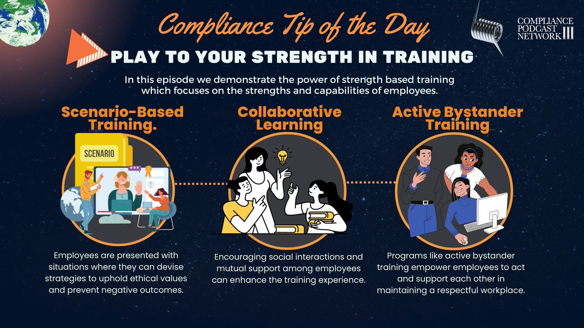 ⚡️ 'Compliance Tip of the Day' offers expert insights on utilizing strength-based training to enhance innovation and engagement in compliance programs, transforming weaknesses into strengths for team success. bit.ly/3X0fHeT #ComplianceTips