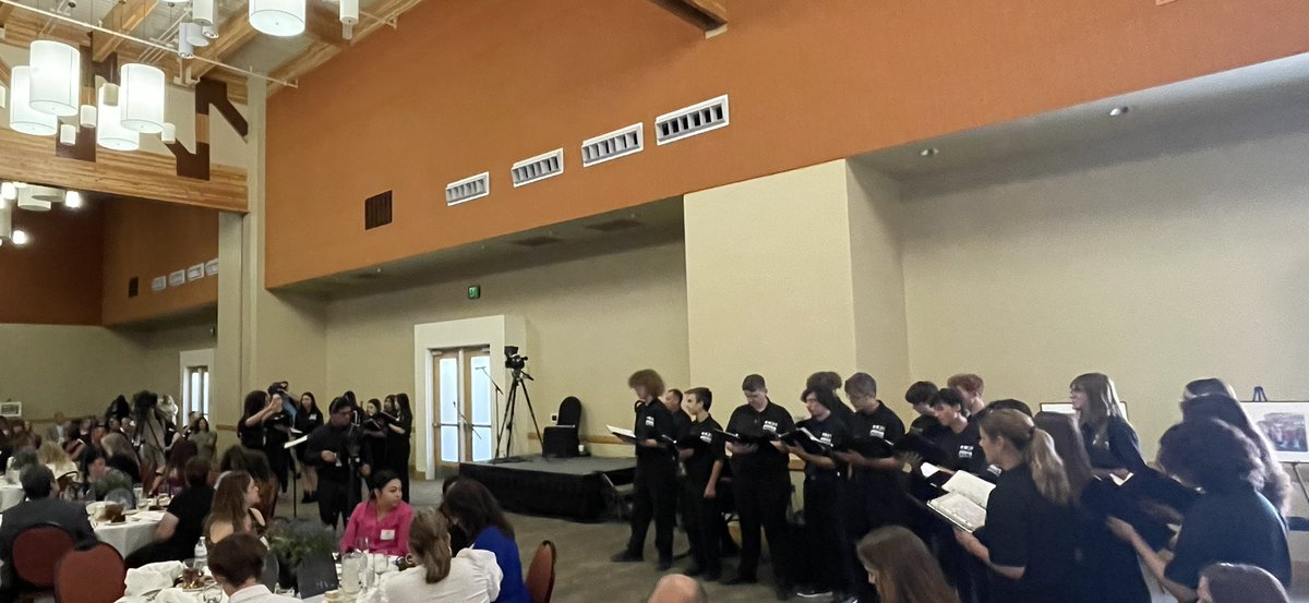 The varsity choir team from Organ Mountain High School performing at the LCPS State of the District Address today. Great job! Go Knights!