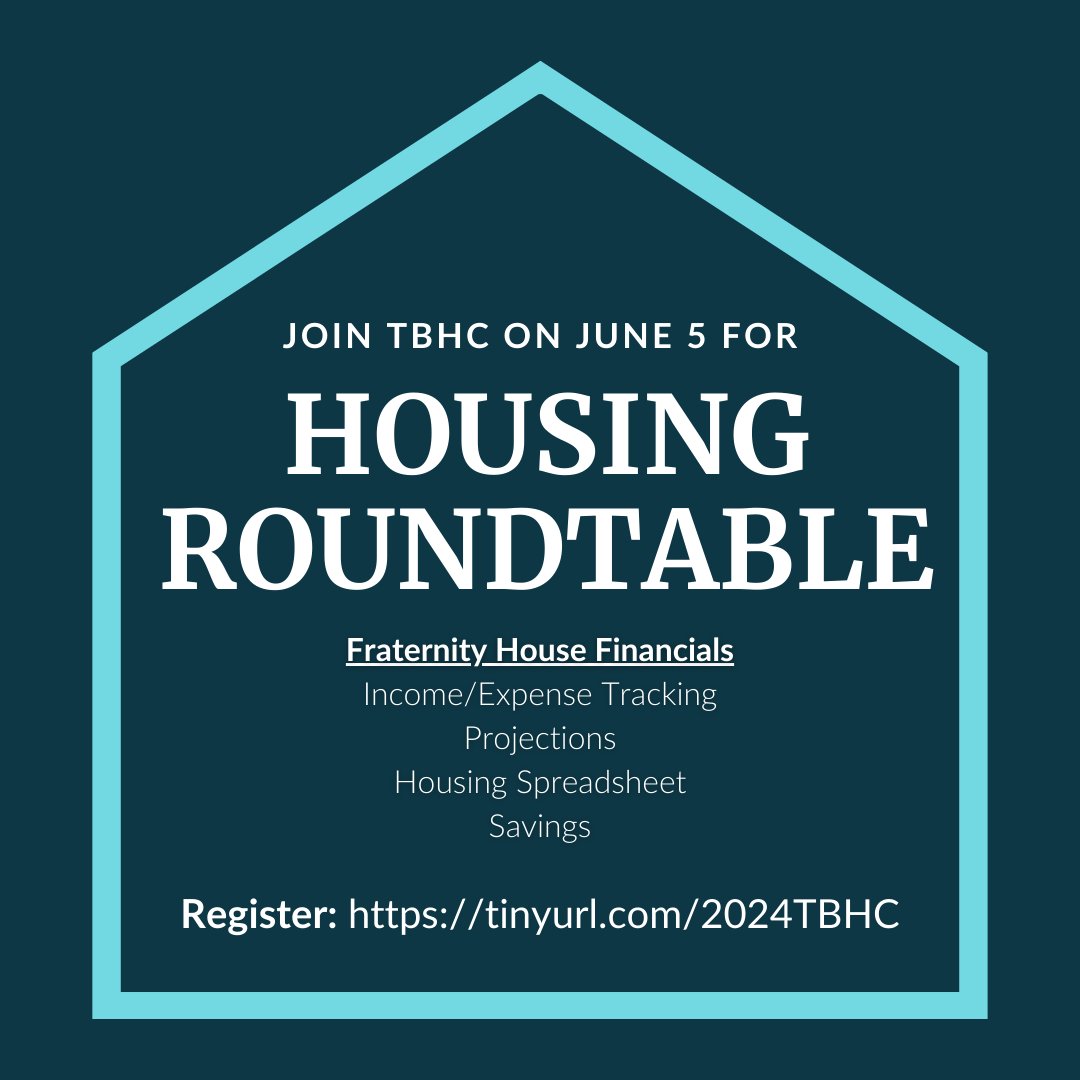 Join Triangle Building and Housing Corporation (TBHC) on June 5 for a Housing Roundtable call. The topics will focus on fraternity house financials. 🏠 Register via Zoom - tinyurl.com/2024TBHC