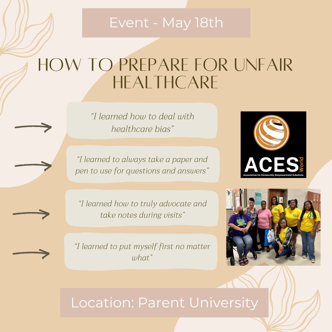 On May 18th, ACESWorld presented 'How to Prepare for Unfair Healthcare' at Parent University. Our presentation was extraordinarily well received! People were engaged and shared their experiences. In the photo, you can see examples of what people learned! @ParentUSav