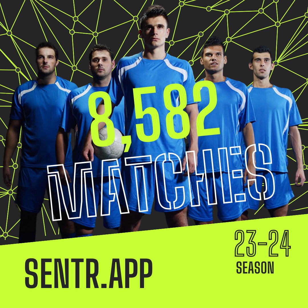 8,528 matches were recorded on Sentr this season.
That's the equivalent of more than 4 ENTIRE seasons of Premier League and the Football League matches 
😎📊