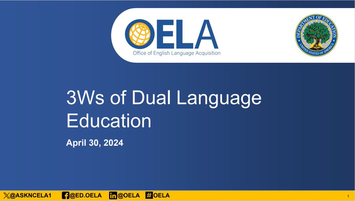 Did you know you can access recorded webinars on the NCELA website? 💻 Watch 'The 3 W's of #DualLanguage Education for State, Local, and Site Leaders: What, Why, How'series and more. 

View here: ow.ly/e8pr50RMytH