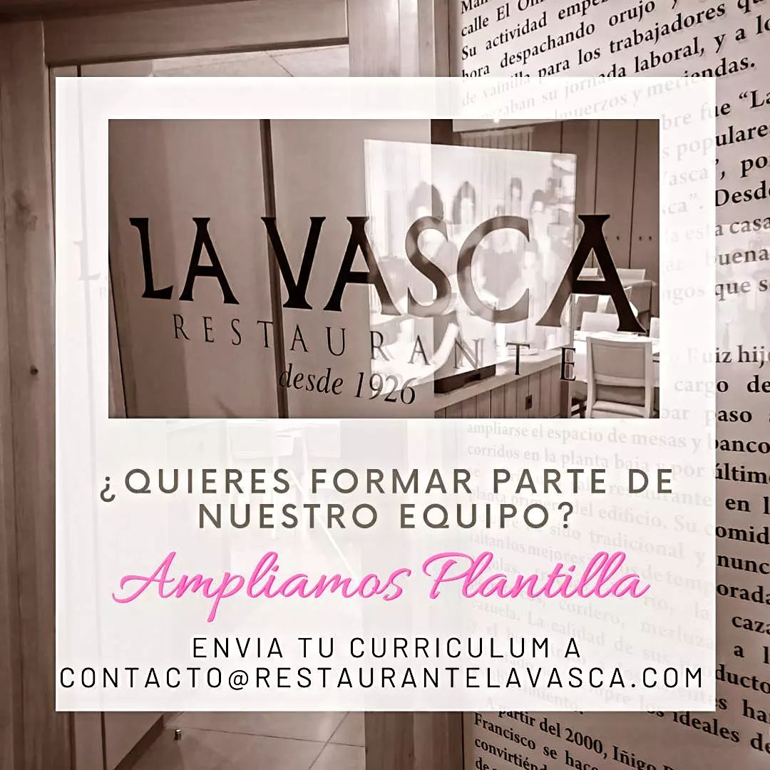 Quieres trabajar con nosotros, ampliamos personal para nuestro equipo de Cocina y Sala.
Entrega o manda tu currículo.
Estabilidad laboral, trabajo en Equipo, se respeta secreto profesional.
#ampliamosplantilla #personalcocina #personalsala #restaurantelavasca  #MirandadeEbro #mde