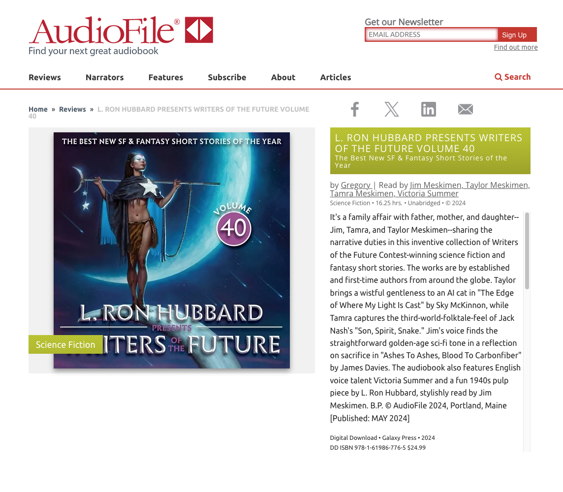 galaxypress's tweet image. 🎉 The premiere publication for the #audiobook industry just gave a nice review for #WOTF40. Thank you, #AudioFile Magazine! 🎧✨

Listen now on all major audiobook platforms! 

#AudiobookLovers #SciFi #Fantasy #NewRelease #BookLovers #MustListen #GalaxyPress