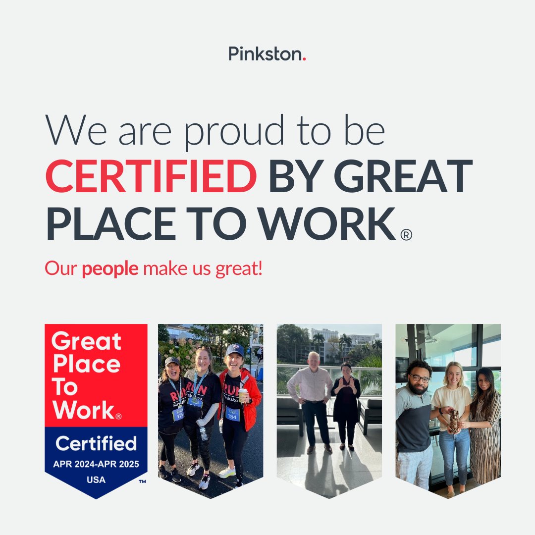 Pinkston has been nationally recognized as a Great Place to Work for the second consecutive year! 🎉 @GPTW_US is a global expert in employee engagement and workplace culture, providing trusted certifications to employers. We owe this achievement to our incredible employees. Your