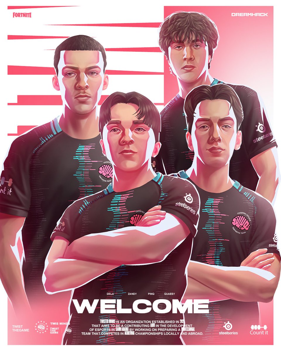 NEW TEAM, SAME MISSION! 🧠

ROAD TO #EsportsWorldCup: DreamHack Fortnite
⚔️ @QueasyFN 
⚔️ @pinq 
⚔️ @zAndyYT 
⚔️ @Delafnbr 

#TwistTheGame #DHDallas