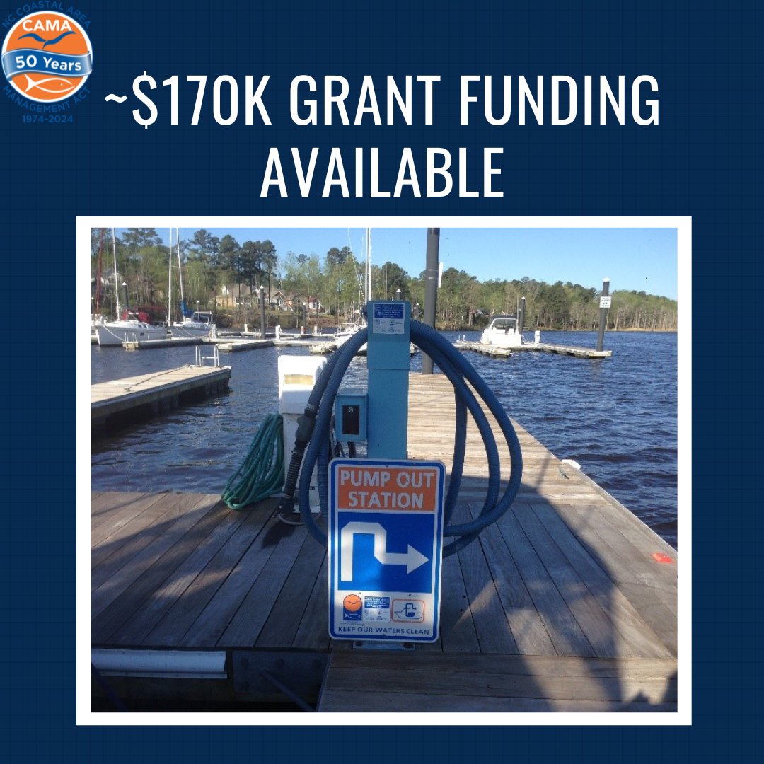 NCDEQ's Division of Coastal Management is working to make pumpout stations readily available through the Marine Sewage Pumpout Station Grant Program with ~$170K in funding. Learn more here: deq.nc.gov/news/press-rel…. #safeboating