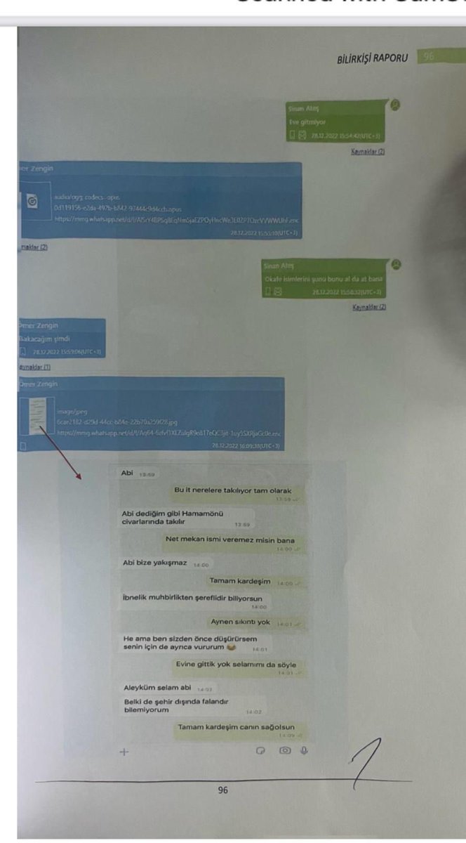 5) Ömer Zengin ile bu WhatsApp yazışmasında, Sinan Ateş birini takip ettirdiğini ve o kişinin de bunun farkına vardığını söylüyor. Bunu da yine ağır bir küfürle belirtiyor. Gittiği yerlerin isimlerini istiyor.

Ömer Zengin ise "Bekleriz" diyor. Ayrıca, Ömer Zengin aradıkları bu