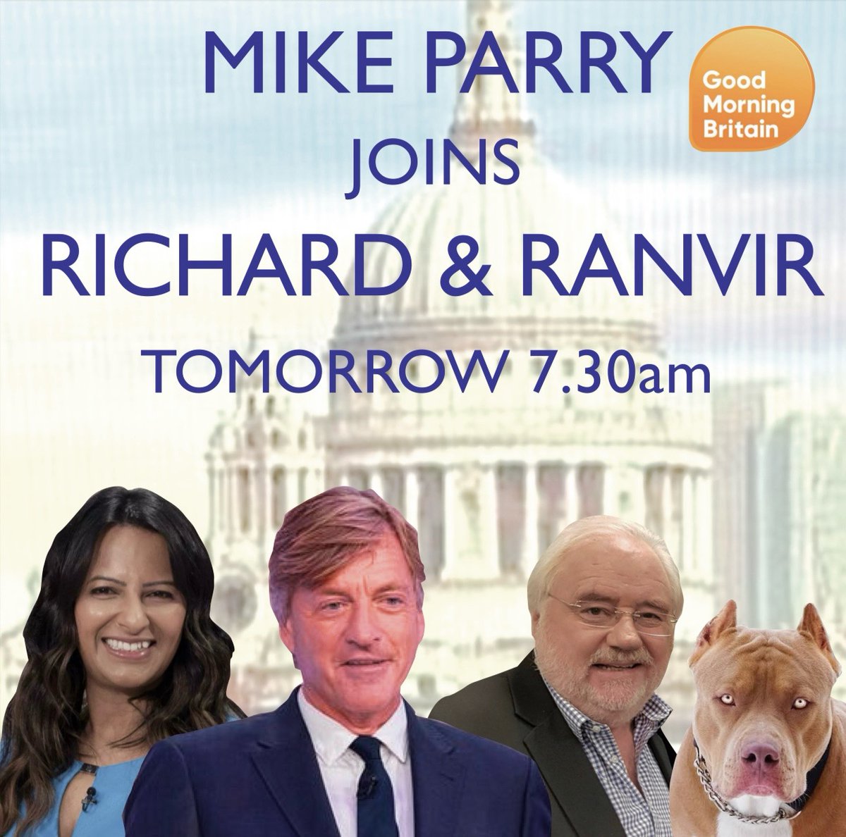 OK FOLKS .. Looking forward to joining @richardm56 and @ranvir01 on @GMB tomorrow morning to argue the case for getting rid of EVERY XL Bully dog in this country. They're all potential killers .. How can anybody keep one as a 'pet'? Get tuned early Thursday 🖥 🎤 .. @ITV