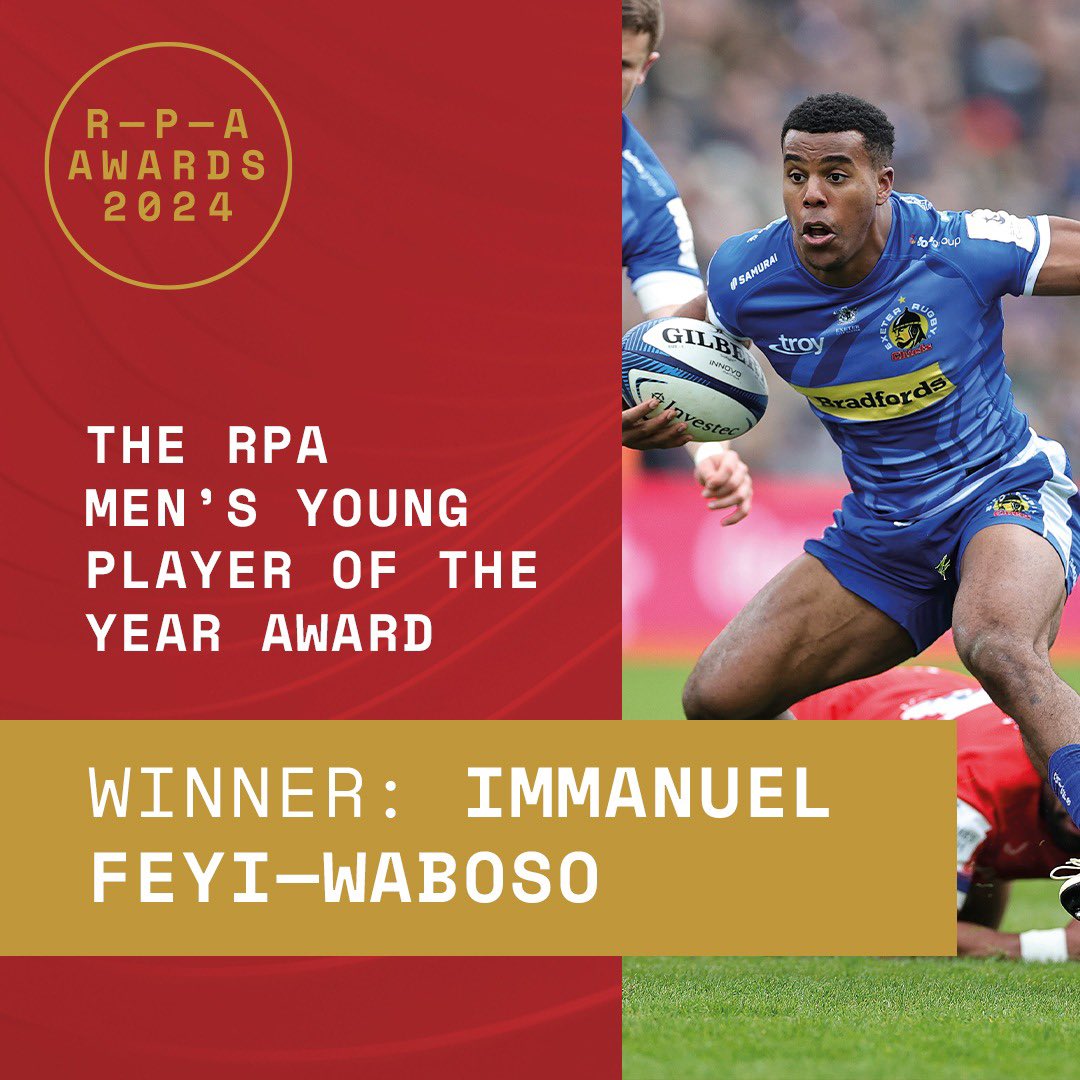 The winner of the RPA Men’s Young Player of the Year Award is…

Immanuel Feyi Waboso of @ExeterChiefs

#ForOurPlayers #RPAAwards